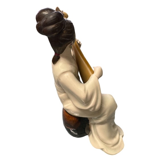 VTG Japanese Geisha Biwa Player Celadon Porcelain Statue Sculpture Figurine #11 - Picture 3 of 8